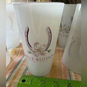 Apple Blossom Ceramic Tumbler - White Floral Apple Blossom & Horseshoe